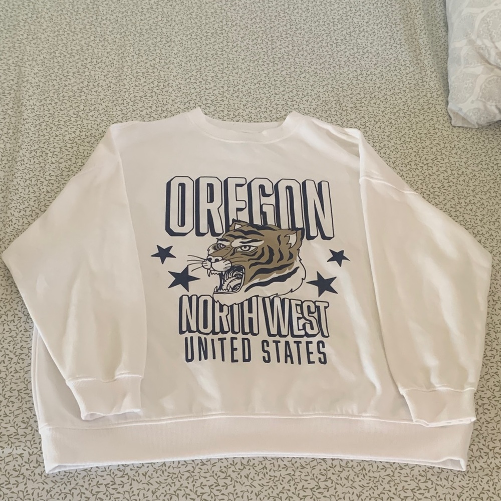 H&M White Graphic Sweatshirt